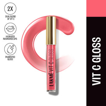 Lakmï¿½ Superglow Vitamin C Lip Gloss ï¿½ Peachy Nude|2.5 ml|MRP 350