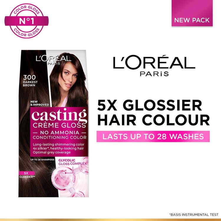 L'Oreal Paris Casting Creme Gloss Hair Color 300 Darkest Brown|87.5 gms|MRP 729