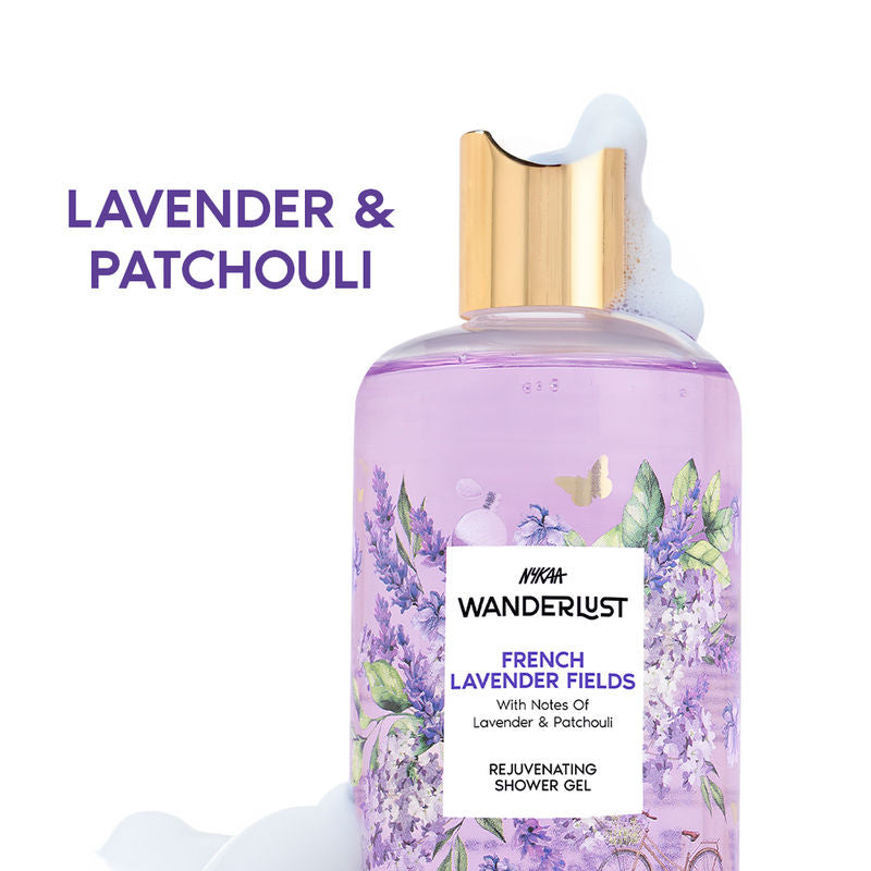 Nykaa Wanderlust French Lavender Floral Perfume Body Wash with Lavender And Patchouli for Hydrated Skin|250 ml|MRP 399