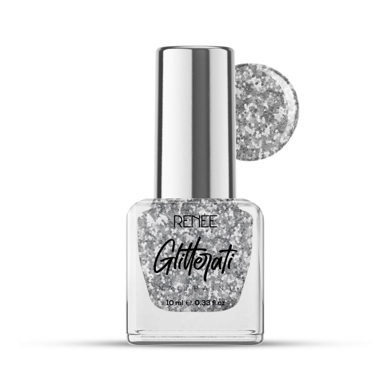 Renee Glitterati Nail Paint- Silver Confetti |10 ml|MRP 149