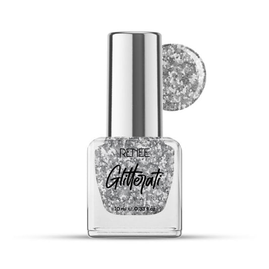 Renee Glitterati Nail Paint- Silver Confetti |10 ml|MRP 149