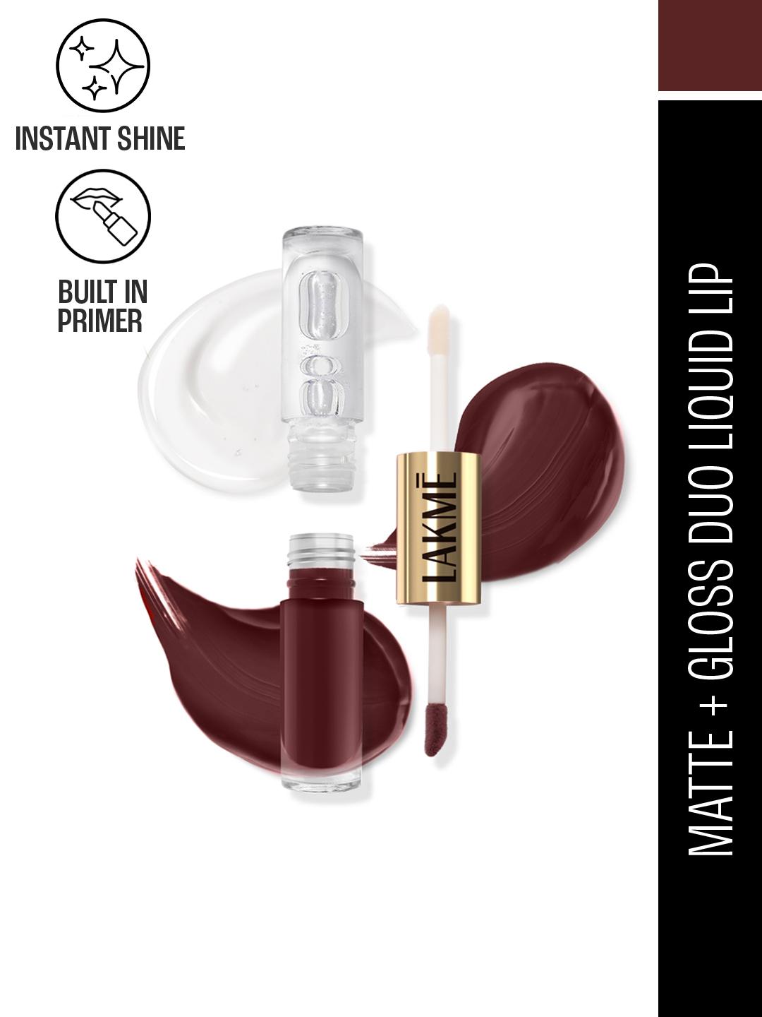Lakme 9 to 5 Matte to Glass 2-in-1 Liquid Lipstick ï¿½ Nut Roast|7.6 ml|MRP 650