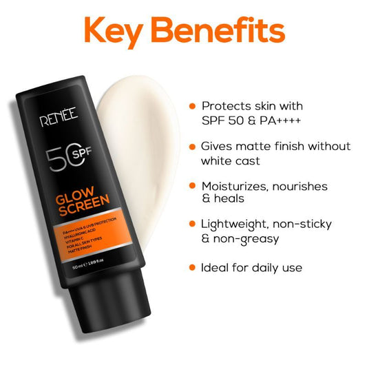 Renee Glowscreen SPF 50 Sunscreen Cream|50 ml|MRP 379