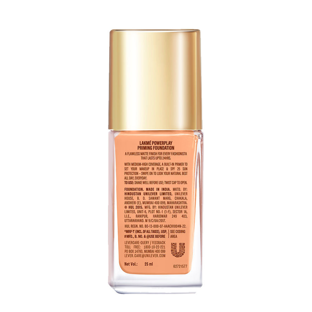 Lakmï¿½ 9to5 Powerplay Priming Liquid Foundation ï¿½ W160 Warm Sand|25 ml|MRP 699