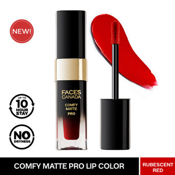 Faces Canada Comfy Matte Pro Liquid Lipstick - Rubescent Red 04|5.5 ml|MRP 699