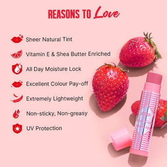 Nykaa Serial Kisser Moisturising Tinted Lip Balm With Shea Butter & Vitamin E - Strawberry|4.8 gms|MRP 199