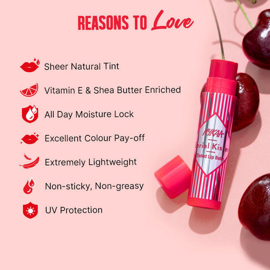 Nykaa Serial Kisser Moisturising Tinted Lip Balm With Shea Butter & Vitamin E - Cherry|4.8 gms|MRP 199