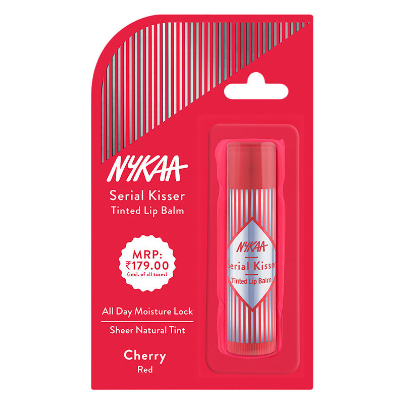 Nykaa Serial Kisser Moisturising Tinted Lip Balm With Shea Butter & Vitamin E - Cherry|4.8 gms|MRP 199