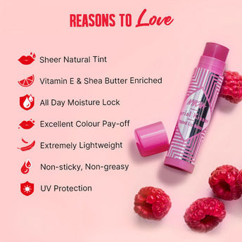 Nykaa Serial Kisser Moisturising Tinted Lip Balm With Shea Butter & Vitamin E - Raspberry Deep Pink|4.8 gms|MRP 199