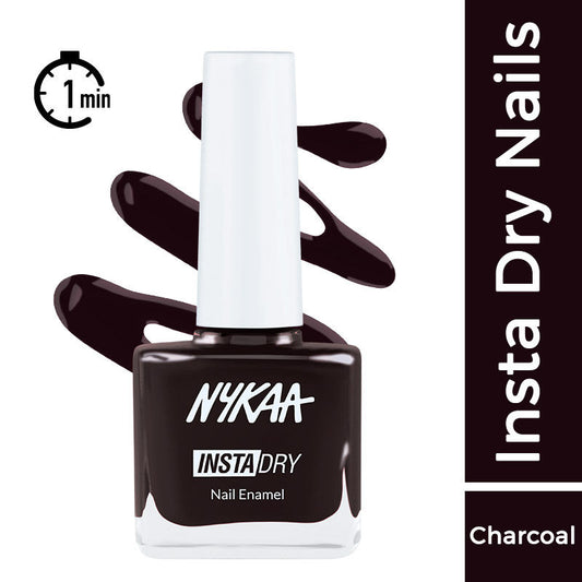 Nykaa Insta Dry Fast Drying Nail Enamel Polish Throwback Taupe 333 - Charcoal|9 ml|MRP 229