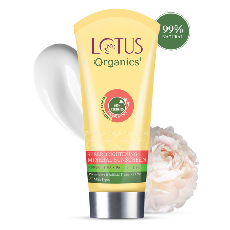 Lotus Organics Sheer Brightening Mineral Sunscreen SPF 50|100 gms|MRP 845