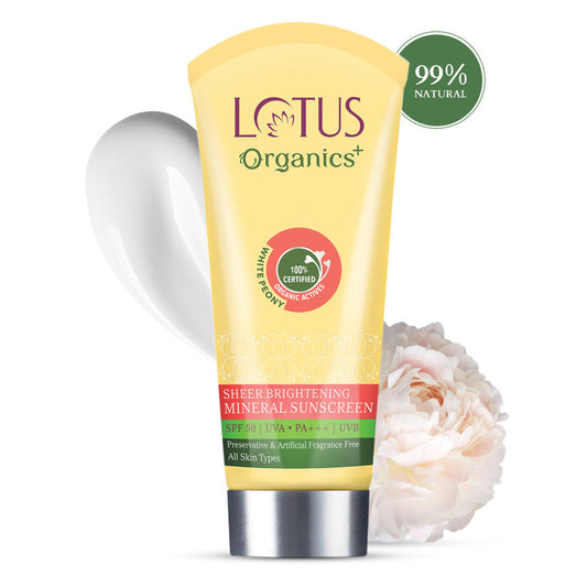 Lotus Organics Sheer Brightening Mineral Sunscreen SPF 50|100 gms|MRP 845