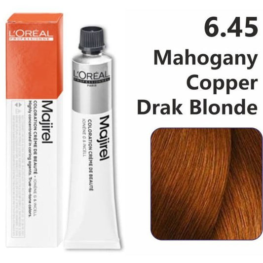 L'Oreal Professionnel Paris Majirel Hair Color 6.45(Mahogany Copper Drak Blonde)|49.5 gms|MRP 420