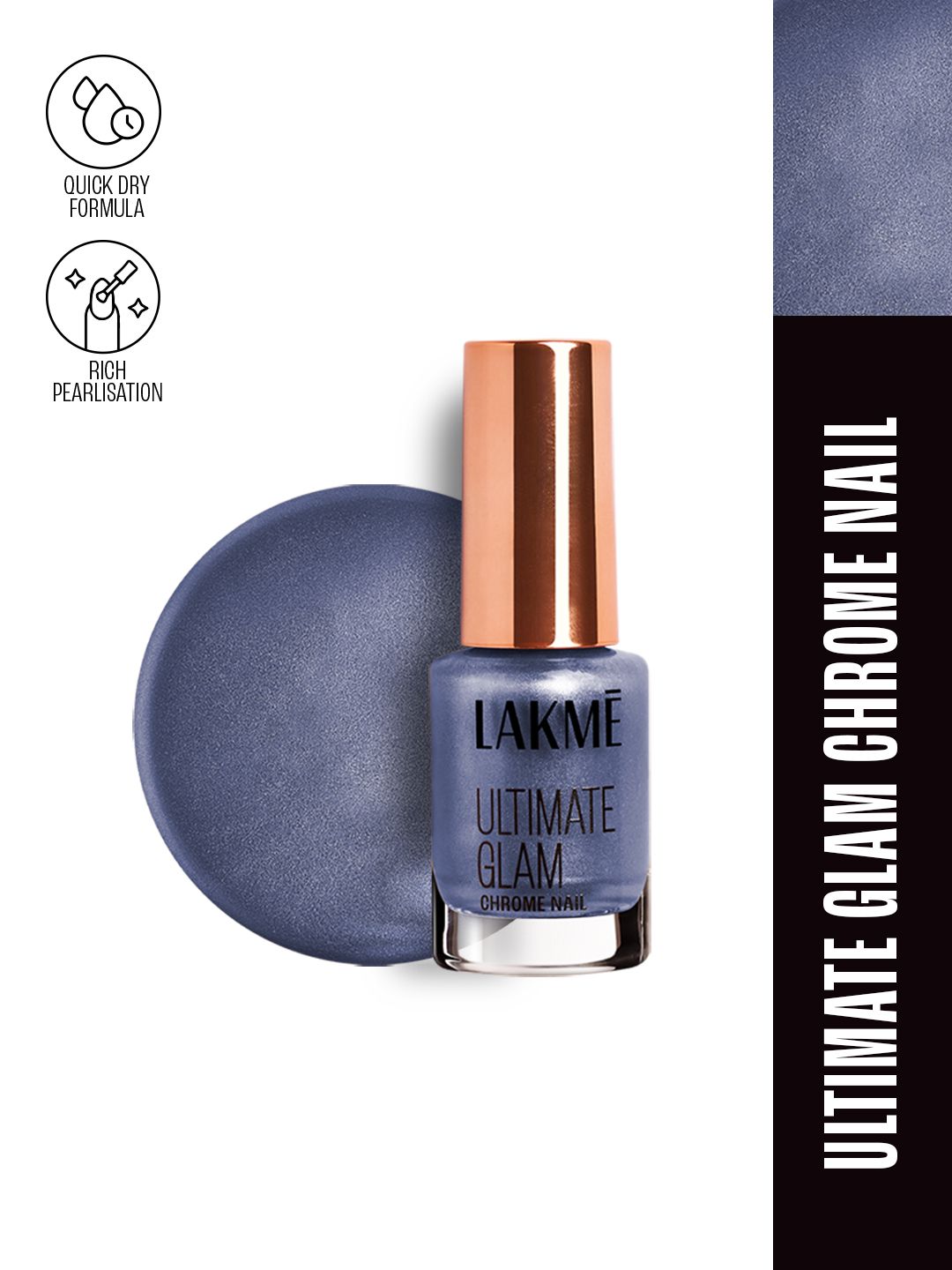 Lakme Ultimate Glam Chrome Metallic Finish Nail Paint ï¿½ CH4 Blue|6 ml|MRP 215