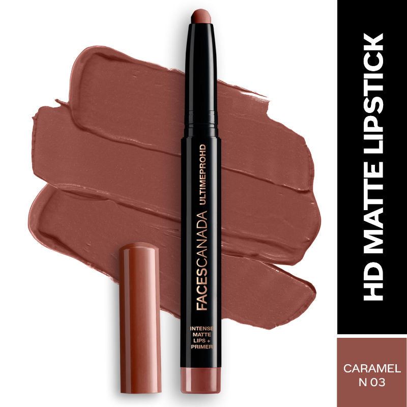 Faces Canada Ultime Pro HD Intense Matte Lips + Primer - Caramel N 03|1.4 gms|MRP 849