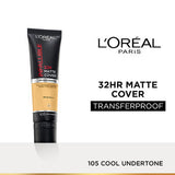 L�Or�al 32H Matte Cover Liquid Foundation � 105 Cool Undertone|30 ml|MRP 899