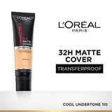 L�Or�al 32H Matte Cover Liquid Foundation � 110 Cool Undertone|30 ml|MRP 899