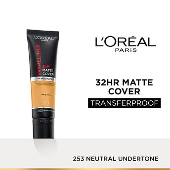 L�Or�al 32H Matte Cover Liquid Foundation � 253 Neutral Undertone|30 ml|MRP 999
