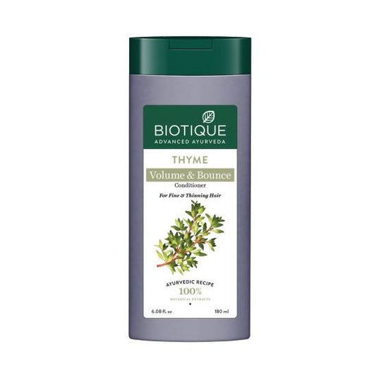 Biotique Bio Thyme Volume & Bounce Conditioner 180ml bottle for thick, bouncy, and healthy hair