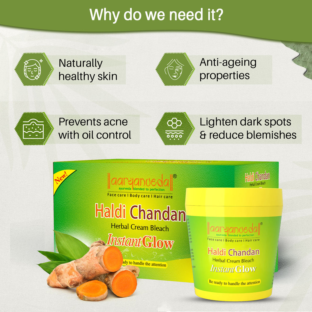 Aaryanveda Haldi Chandan Herbal Bleach |250 gms|MRP 270