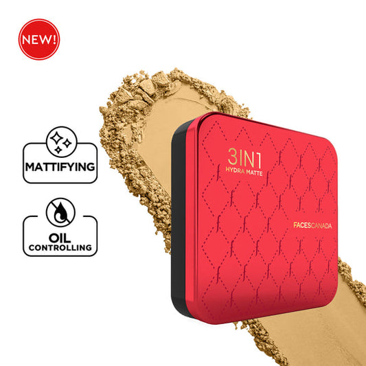 Faces Canada 3In1 All Day Hydra Matte Compact Powder - Honey 05|9 gms|MRP 549