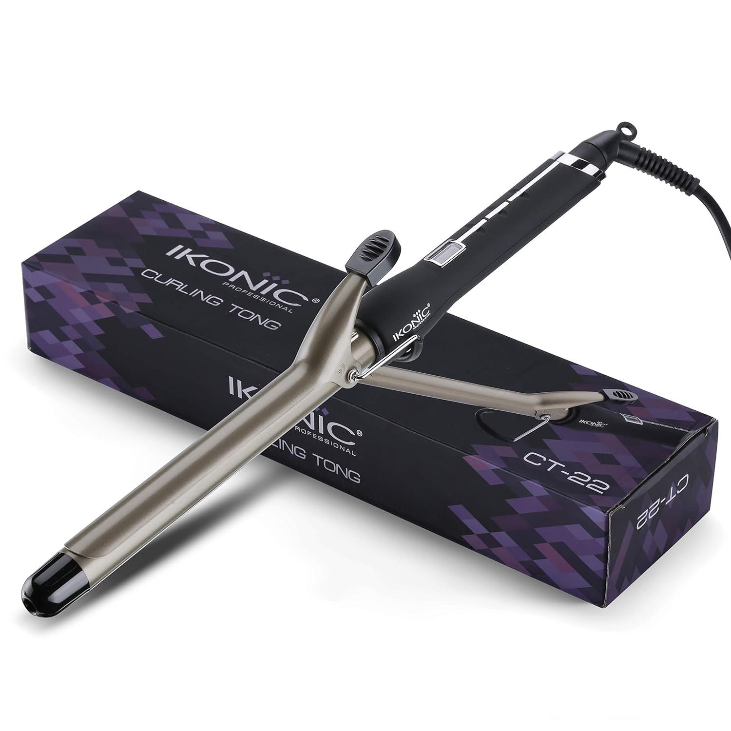 Ikonic Professional Curling Tong CT-22, a salon-grade hair styling tool with a 22 mm ceramic barrel.
