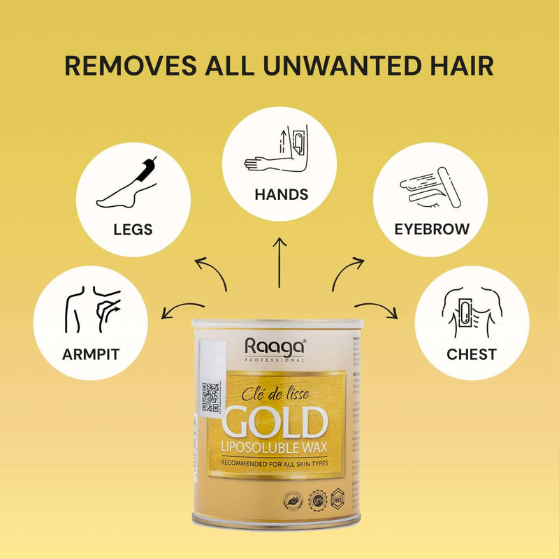 Raaga Professional Gold Liposoluble Body Wax|800 ml|MRP 1455