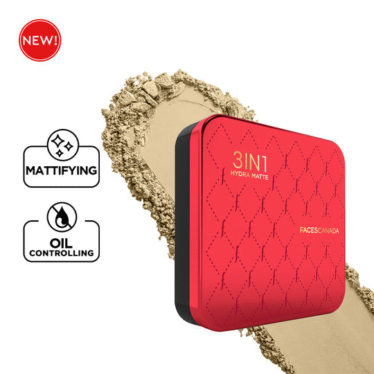 Faces Canada 3In1 All Day Hydra Matte Compact Powder - Ivory 01|9 gms|MRP 549