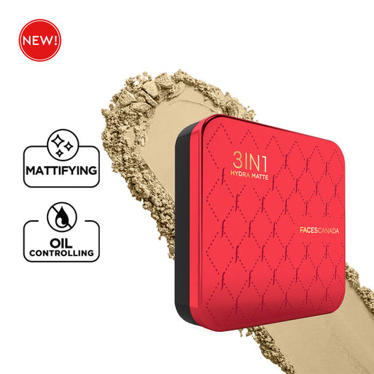 Faces Canada 3In1 All Day Hydra Matte Compact Powder - Ivory 01|9 gms|MRP 549
