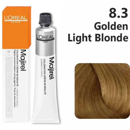 L'Oreal Professionnel Paris Majirel Hair Color 8.3(Golden Light Blonde)|49.5 gms|MRP 420