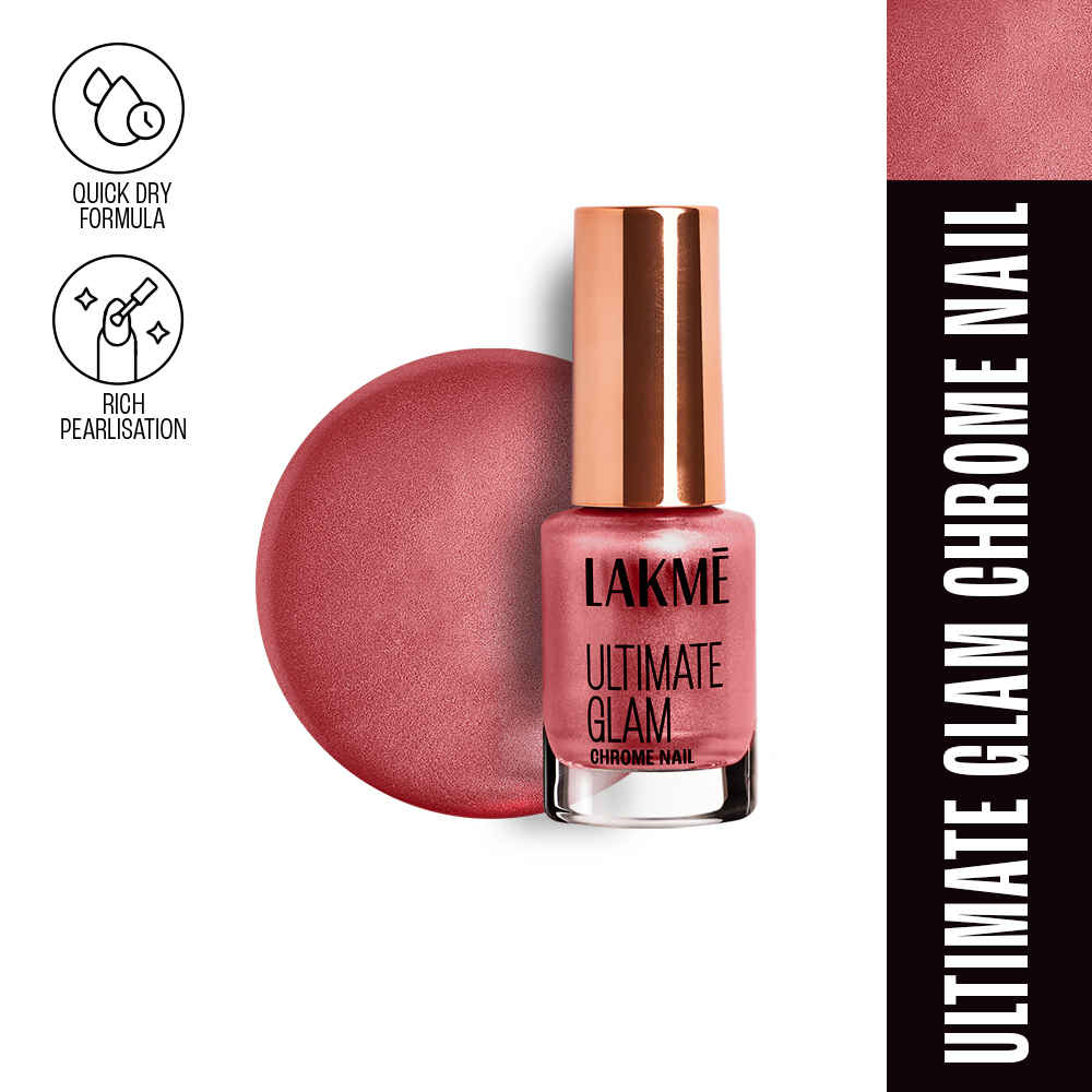 Lakme Ultimate Glam Chrome Metallic Finish Nail Paint ï¿½ CH8 Red|6 ml|MRP 215
