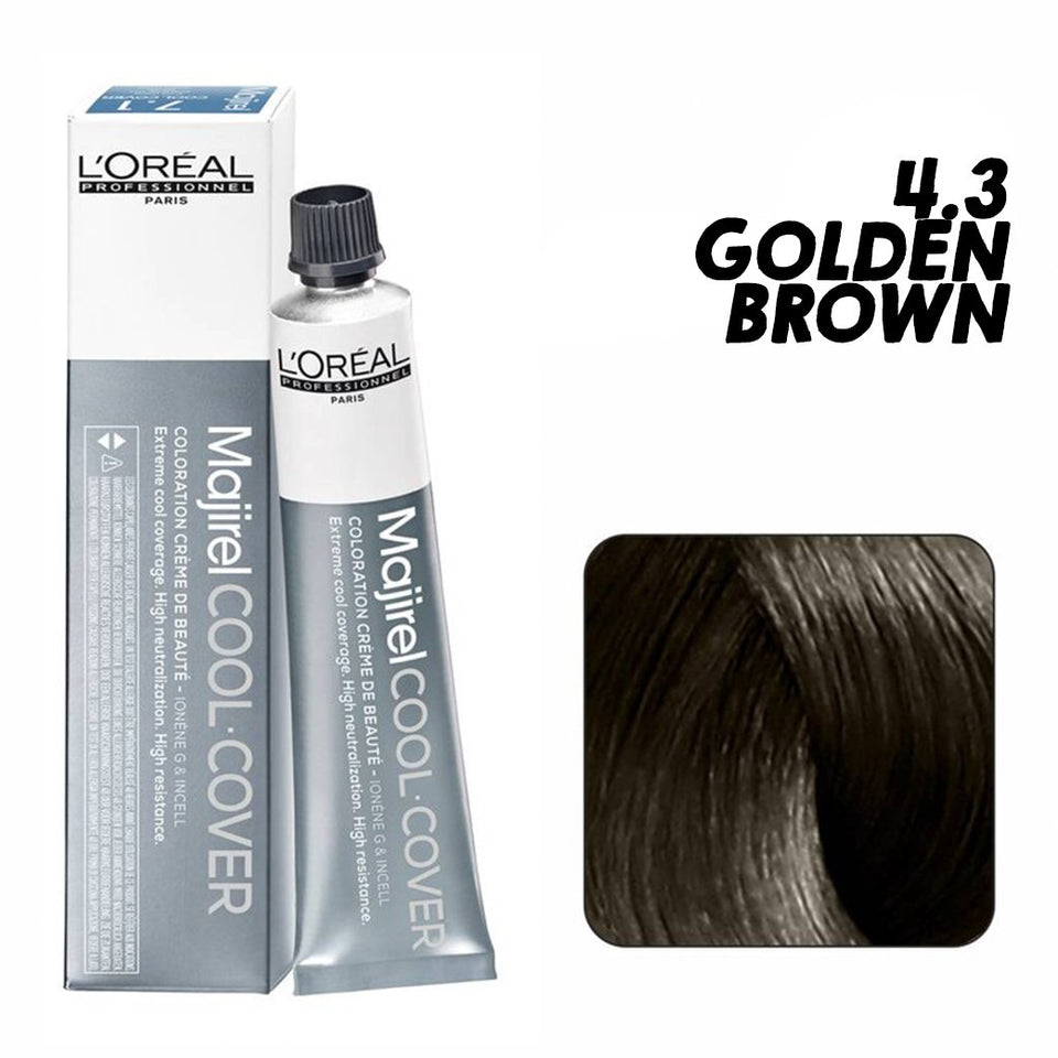 L'Oreal Professionnel Paris Majirel Hair Color 4.3(Golden Brown)|49.5 gms|MRP 440