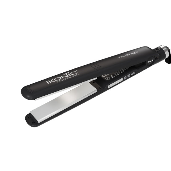 Ikonic Pro Straight Black Hair Straightener with nano titanium plates for smooth professional styling