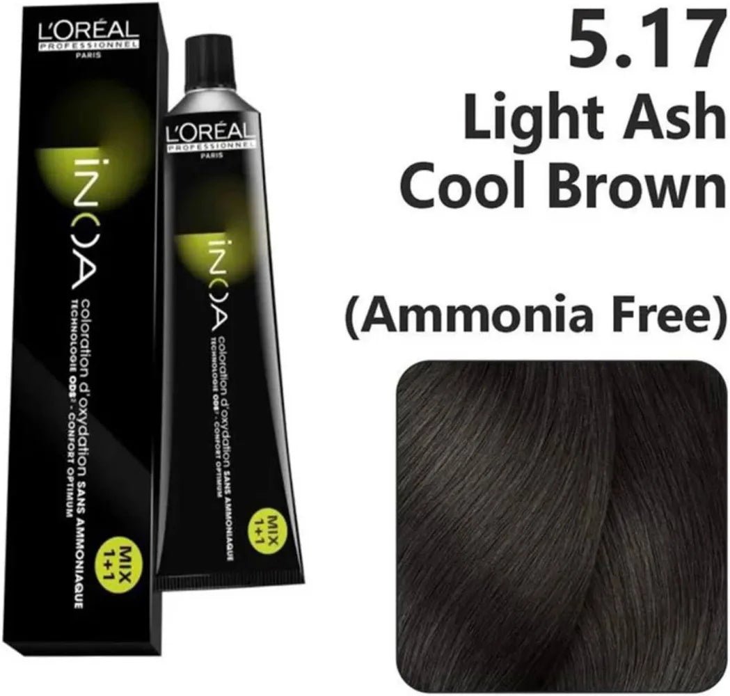 L'Oreal Professionnel Paris Inoa 5.17 Ammonia-Free Hair Colour(Light Ash Cool Brown)|60 gms|MRP 565