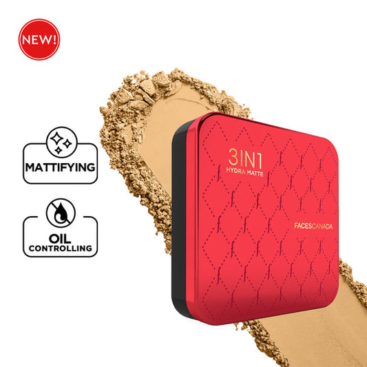 Faces Canada 3In1 All Day Hydra Matte Compact Powder - Tan 06|9 gms|MRP 549
